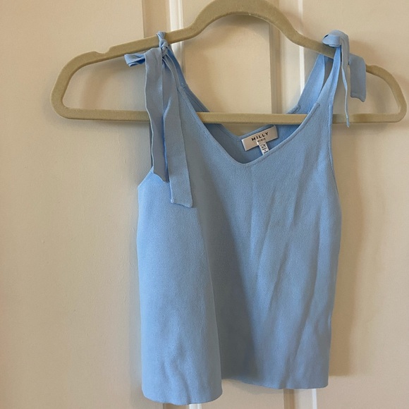 Girls MILLY MINIS Light Blue Camisole Tank Top Bow Tie Stretchy Size 4 / 5 - Picture 4 of 5